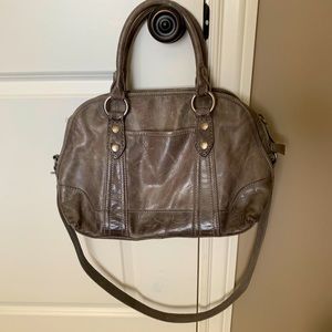 Gray leather FRYE purse